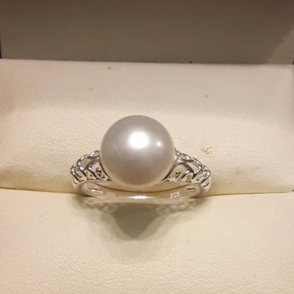 Genuine Fresh Water Pearl 925 Sterling Silver Ring - Picture 1 of 8